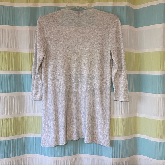 Eileen Fisher Knit Open Cardigan Gray 3/4 length sleeves Sz XS - Picture 5 of 7